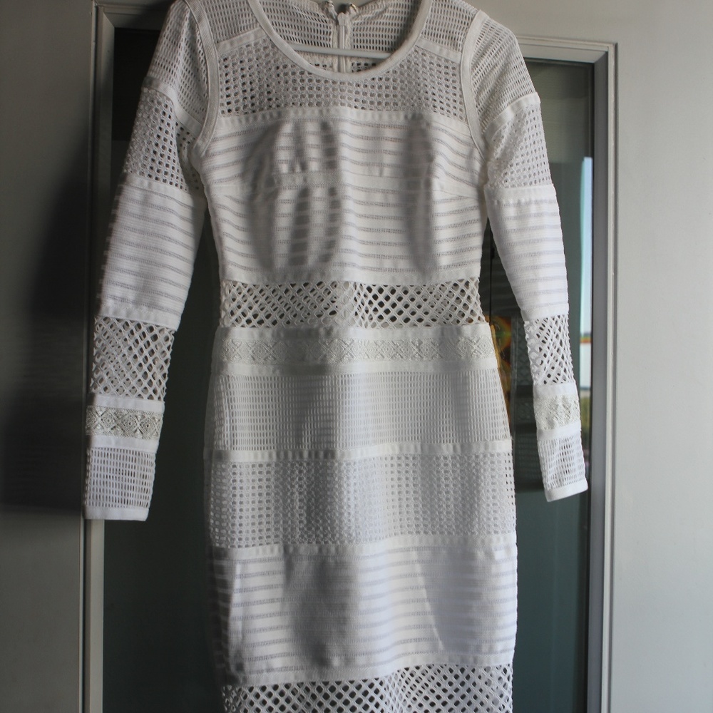 Wow Couture Mesh Insert Bandage Mini Dress